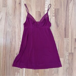 Victoria’s Secret Burgundy Lace-Trim Pajama Slip Dress - Size Small